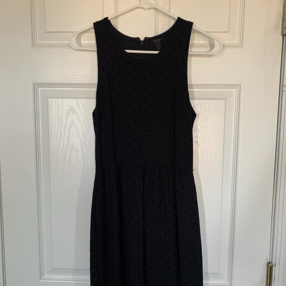 J. Crew Navy Polkadot Sheath Dress